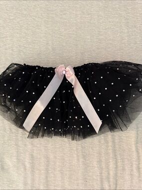 Black Tulle Sequin Kids Tutu with Pink Bow